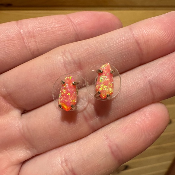 KS Fire Opal Studs - Picture 3 of 7